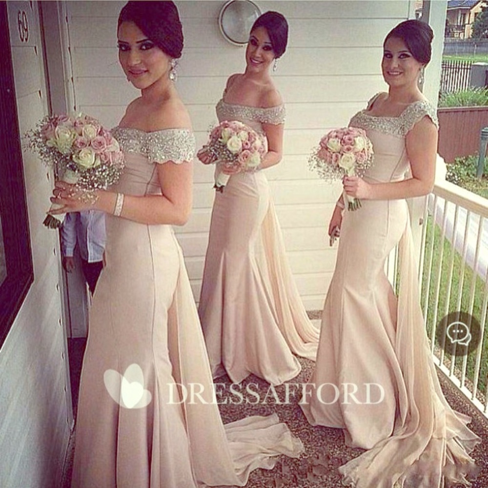 Beautiful rose champagne night dress with beads